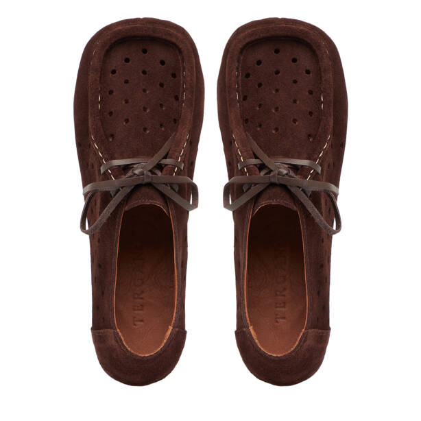 Kahverengi Hakiki Süet Deri Kadın Makosen - K26I1AY68417-B85 - Tergan