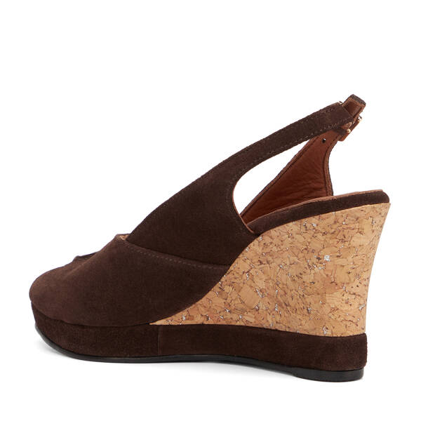 Kahverengi Hakiki Süet Deri Kadın Sandalet - K26Y1SN68493-B85 - 4