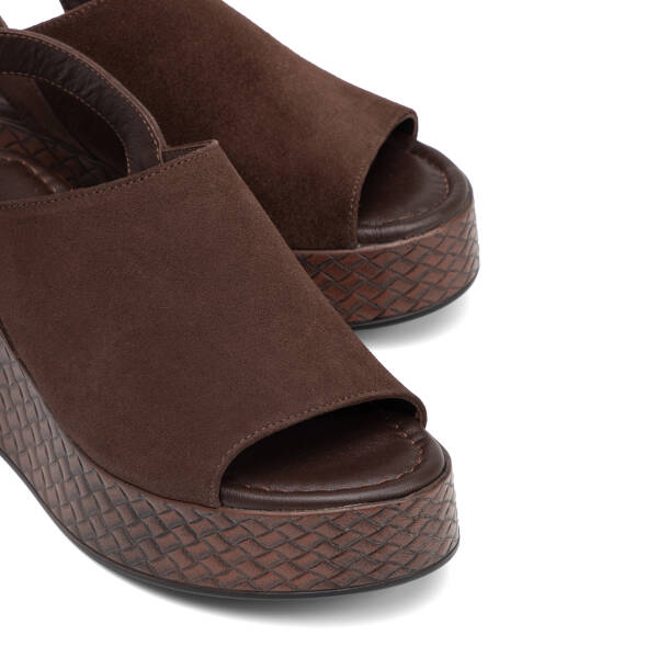 Kahverengi Hakiki Süet Deri Kadın Sandalet - K26Y1SN68560-K32 - 3