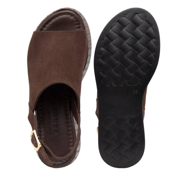 Kahverengi Hakiki Süet Deri Kadın Sandalet - K26Y1SN68560-K32 - 6