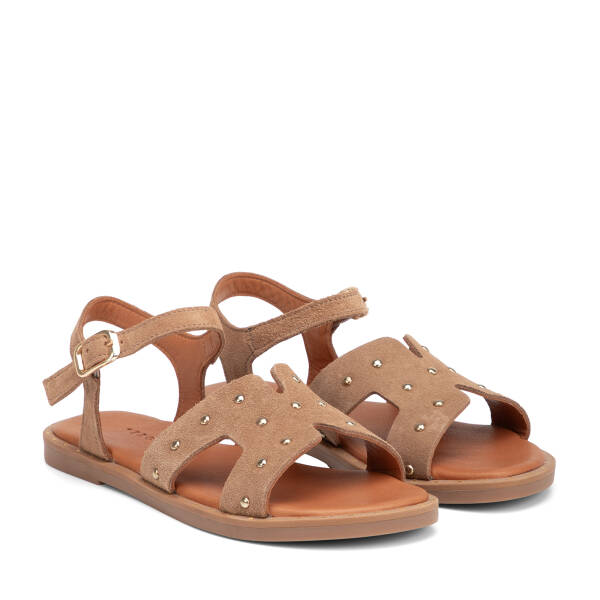 Kahverengi Hakiki Süet Deri Kadın Sandalet - K26Y1SN68602-V1O - 2