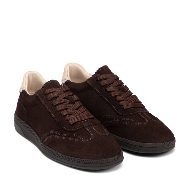 Kahverengi Hakiki Süet Deri Kadın Sneaker - K26I1AY68528-B85 - 2