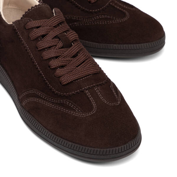 Kahverengi Hakiki Süet Deri Kadın Sneaker - K26I1AY68528-B85 - 3