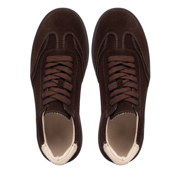 Kahverengi Hakiki Süet Deri Kadın Sneaker - K26I1AY68528-B85 - 5