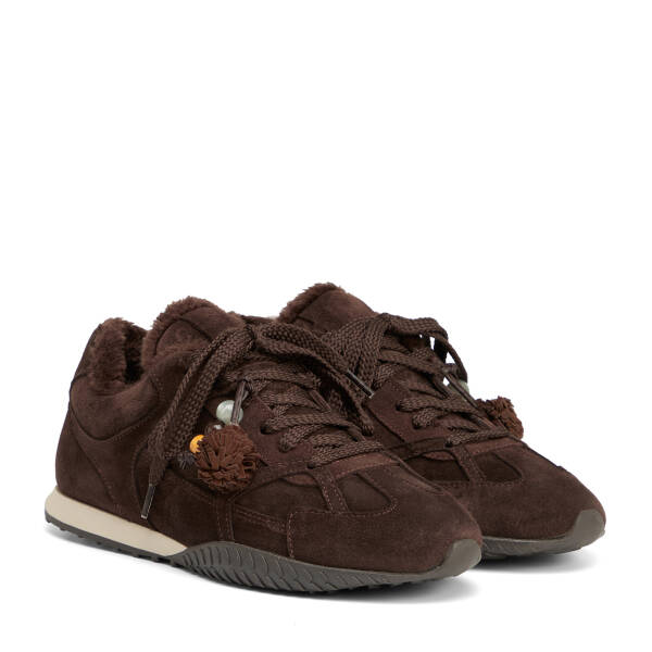 Kahverengi Hakiki Süet Deri Kadın Sneaker - K26K1AY68839-B85 - 2