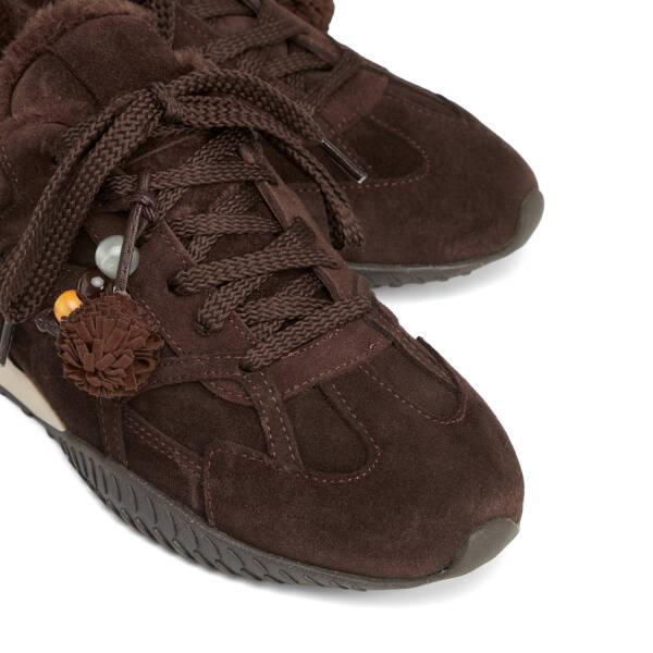 Kahverengi Hakiki Süet Deri Kadın Sneaker - K26K1AY68839-B85 - 3