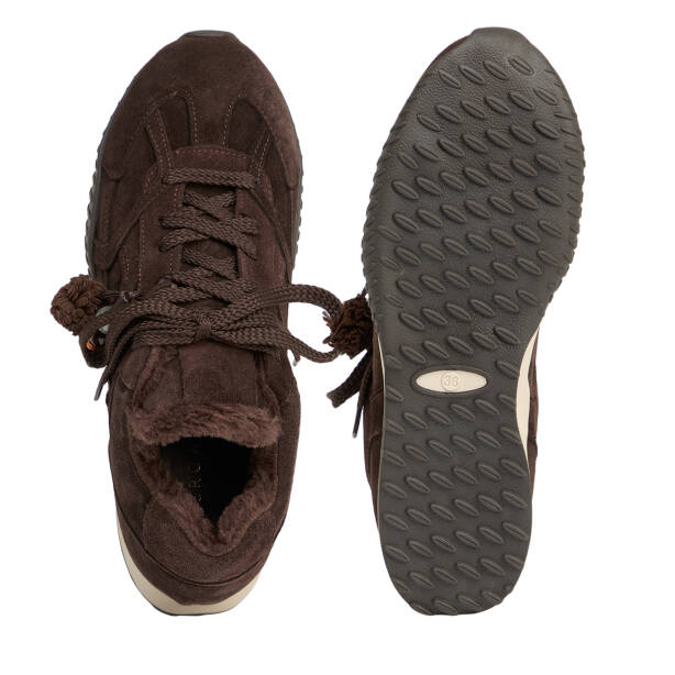 Kahverengi Hakiki Süet Deri Kadın Sneaker - K26K1AY68839-B85 - 5