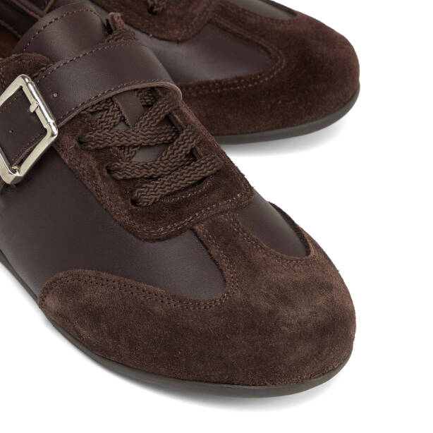 Kahverengi Hakiki Süet Deri Kadın Sneaker - K26S1AY68838-W20 - 3