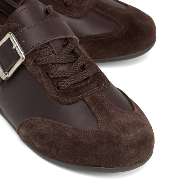 Kahverengi Hakiki Süet Deri Kadın Sneaker - K26S1AY68838-W20 - 3