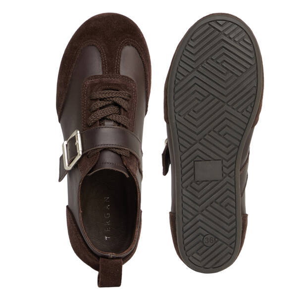 Kahverengi Hakiki Süet Deri Kadın Sneaker - K26S1AY68838-W20 - 5