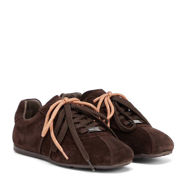 Kahverengi Hakiki Süet Deri Kadın Sneaker - K26S1AY68840-B85 - Tergan