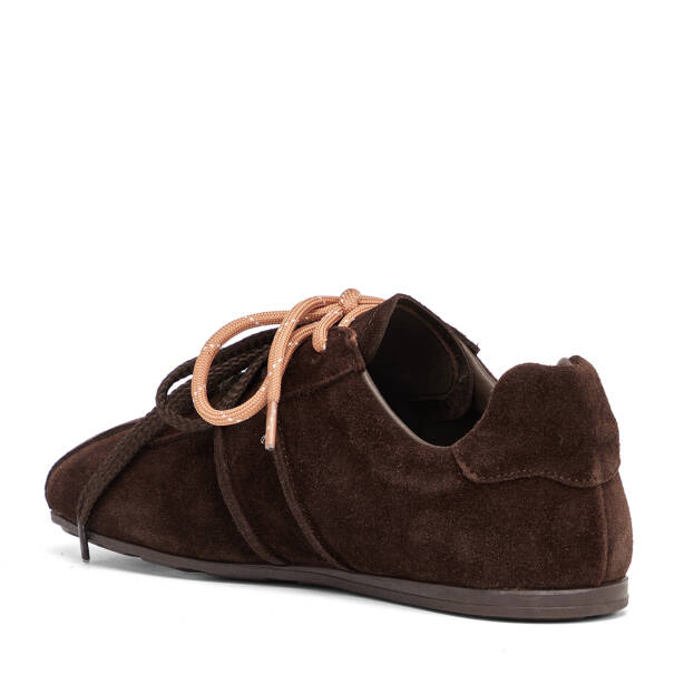 Kahverengi Hakiki Süet Deri Kadın Sneaker - K26S1AY68840-B85 - Tergan