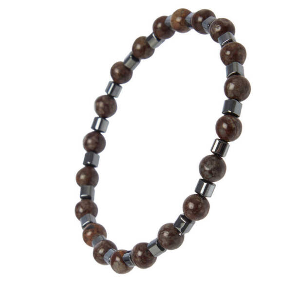 Kahverengi Jasper Erkek Bileklik - E1BLK0410346-D63 - 2