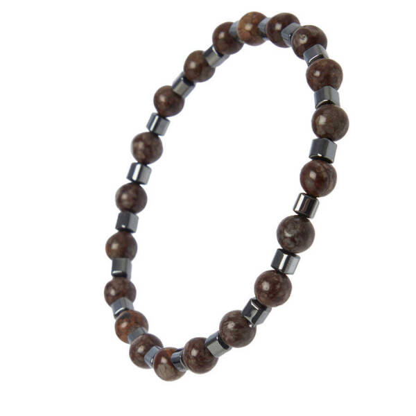 Kahverengi Jasper Erkek Bileklik - E1BLK0410346-D63 - 2