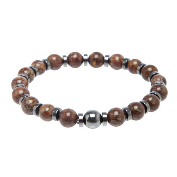 Kahverengi Jasper Erkek Bileklik - E1BLK0410355-D63 - 1