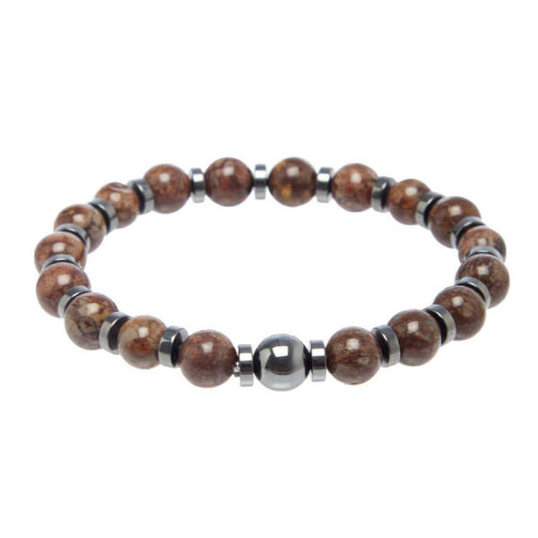 Kahverengi Jasper Erkek Bileklik - E1BLK0410355-D63 - 1