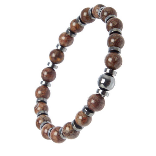 Kahverengi Jasper Erkek Bileklik - E1BLK0410355-D63 - 2