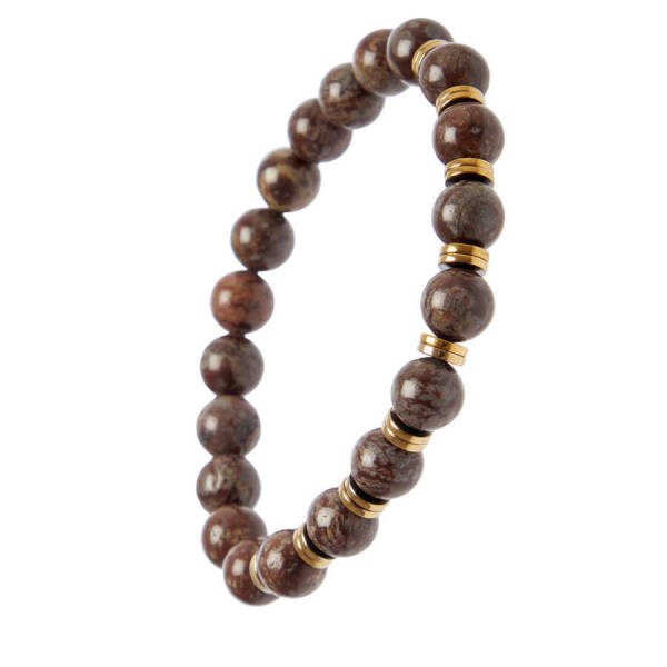 Kahverengi Jasper Erkek Bileklik - E1BLK0410406-D63 - 2