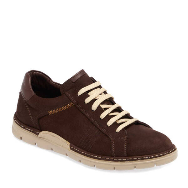 Kahverengi Nubuk Deri Erkek Sneaker - E24I1AY56777-A39 - 1