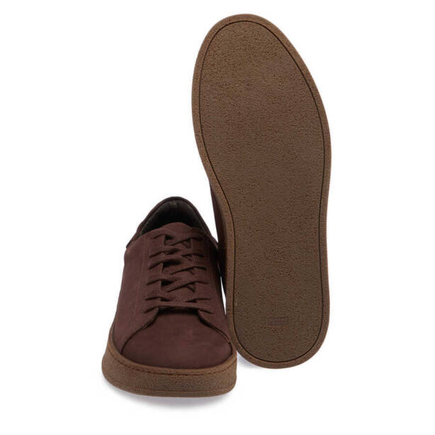 Kahverengi Hakiki Nubuk Deri Erkek Sneaker - E24I1AY56895-A39 - 4