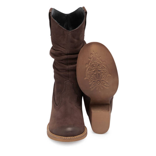 Kahverengi Nubuk Deri Kadın Casual Bot - K24K1BT67590-A39 - 4