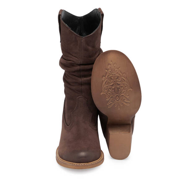 Kahverengi Nubuk Deri Kadın Casual Bot - K24K1BT67590-A39 - 4