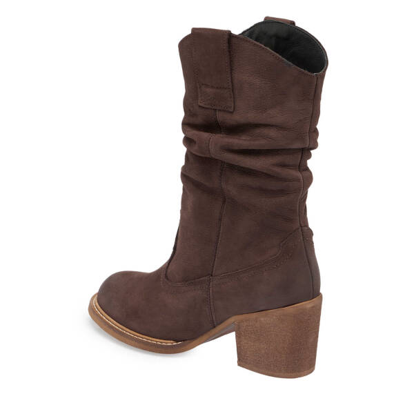 Kahverengi Hakiki Nubuk Deri Kadın Casual Bot - K24K1BT67590-A39 - 3