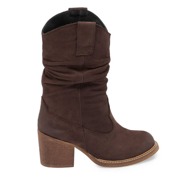 Kahverengi Hakiki Nubuk Deri Kadın Casual Bot - K24K1BT67590-A39 - 1