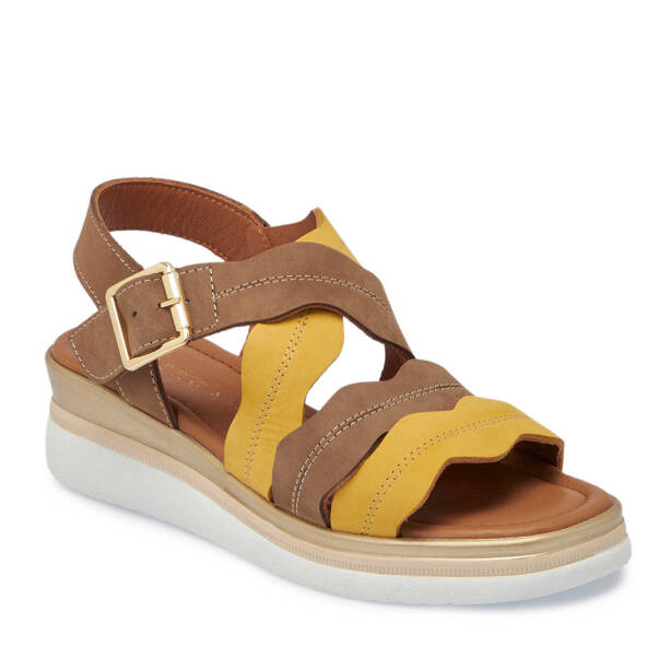 Kahverengi Nubuk Deri Kadın Sandalet - K25Y1SN67855-D4W - Tergan