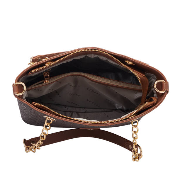 Kahverengi Print Kadın Omuz Çantası - S1WPR0000801-R1P - Tergan