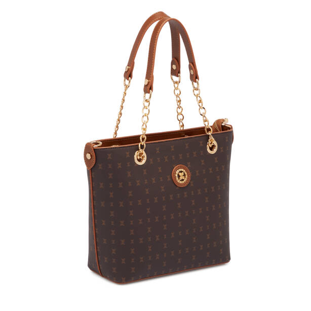 Kahverengi Print Kadın Omuz Çantası - S1WPR0000801-T4J - Tergan