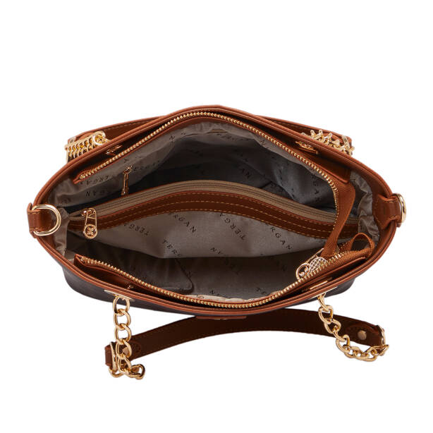 Kahverengi Print Kadın Omuz Çantası - S1WPR0000801-T4J - Tergan