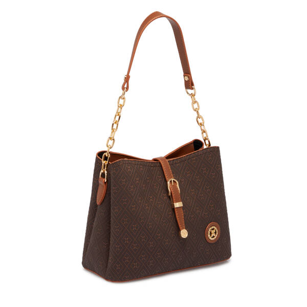 Kahverengi Print Kadın Omuz Çantası - S1WPR0000802-R1P - 2