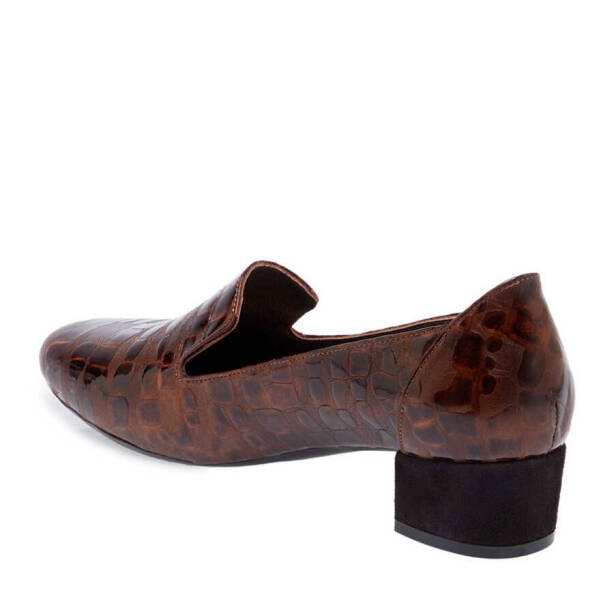 Kahverengi Hakiki Rugan Deri Kadın Topuklu Ayakkabı - K24I1AY67476-C0Q - 3