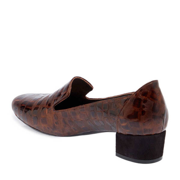 Kahverengi Hakiki Rugan Deri Kadın Topuklu Ayakkabı - K24I1AY67476-C0Q - 3