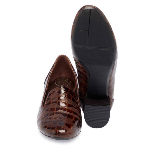 Kahverengi Hakiki Rugan Deri Kadın Topuklu Ayakkabı - K24I1AY67476-C0Q - 4