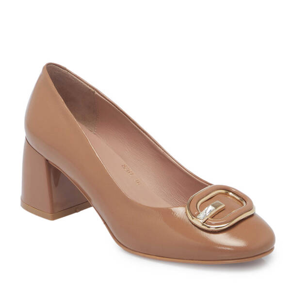 Kahverengi Hakiki Rugan Deri Kadın Topuklu Ayakkabı - K25I1AY68089-U4K - 2