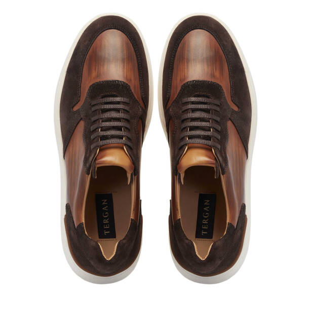 Kahverengi Hakiki Süet Deri Erkek Sneaker - E24I1AY56724-B85 - 5