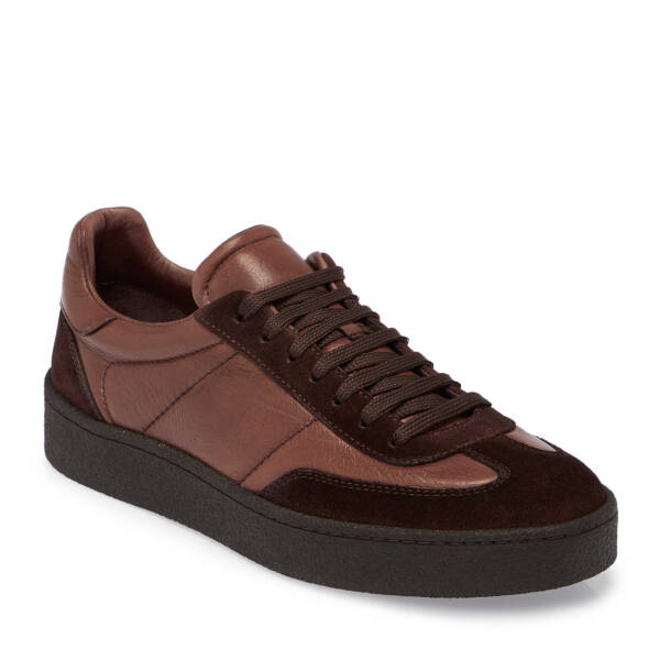 Kahverengi Süet Deri Erkek Sneaker - E25S1AY57486-B85 - 1