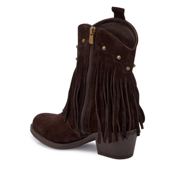 Kahverengi Hakiki Süet Deri Kadın Bot - K25K1BT68313-B85 - 3