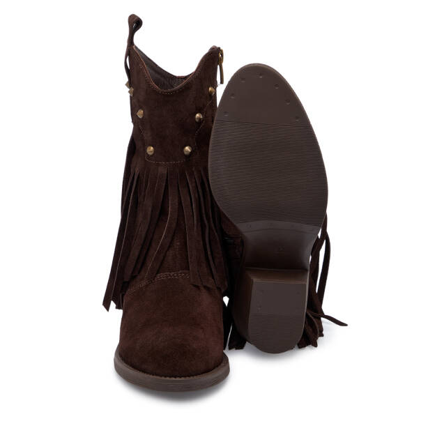 Kahverengi Hakiki Süet Deri Kadın Bot - K25K1BT68313-B85 - 4