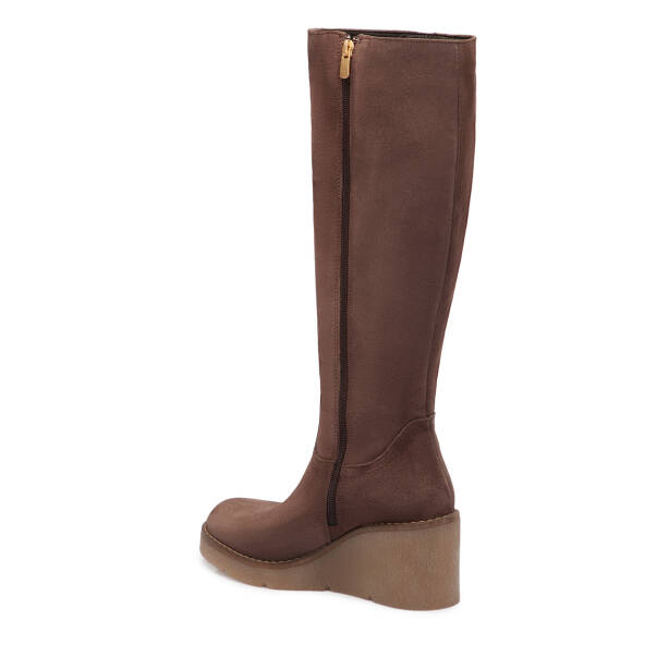 Kahverengi Hakiki Süet Deri Kadın Çizme - K25K1CM68330-K32 - Tergan