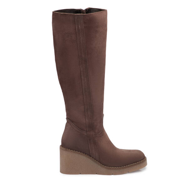 Kahverengi Hakiki Süet Deri Kadın Çizme - K25K1CM68330-K32 - Tergan
