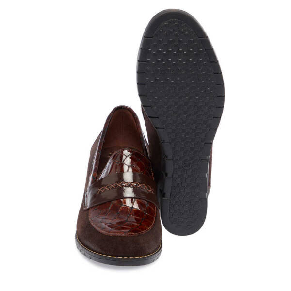 Kahverengi Süet Deri Kadın Dolgu Topuklu Ayakkabı - K23S1AY66849-B85 - 4