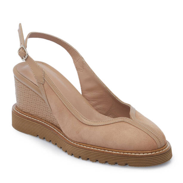 Kahverengi Hakiki Süet Deri Kadın Dolgu Topuklu Ayakkabı - K25Y1AY68093-P13 - 2