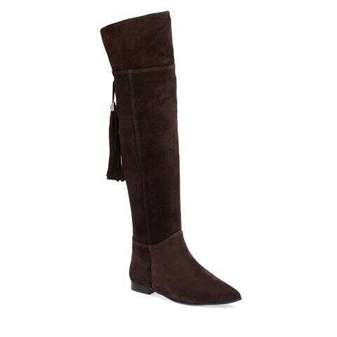 Kahverengi Hakiki Süet Deri Kadın Klasik Çizme - K23K1CM66989-B85 - 2