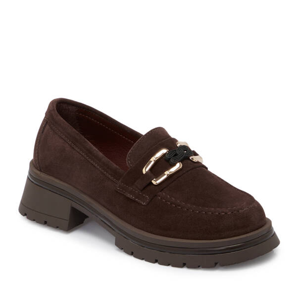 Kahverengi Süet Deri Kadın Loafer - K25S1AY68166-B85 - 1