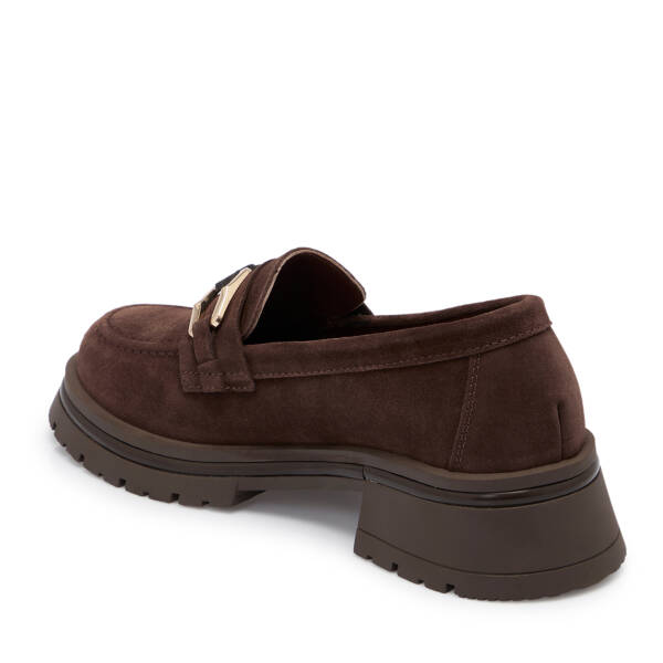 Kahverengi Süet Deri Kadın Loafer - K25S1AY68166-B85 - 2