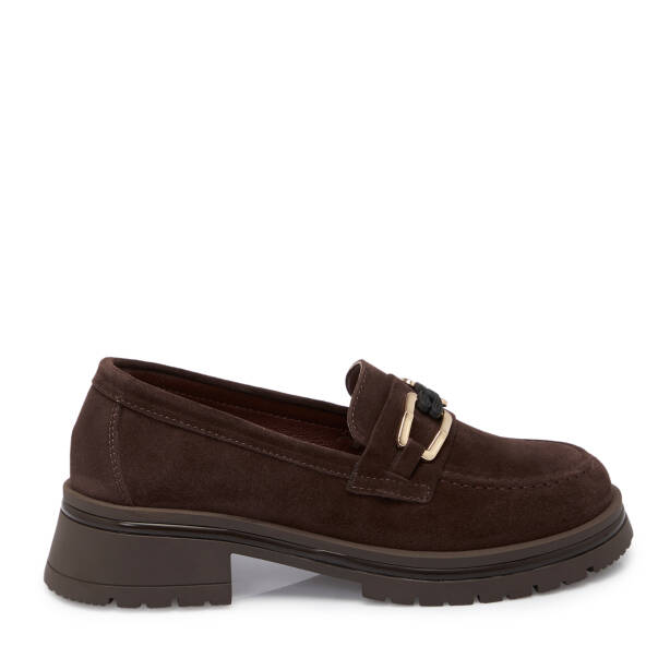 Kahverengi Süet Deri Kadın Loafer - K25S1AY68166-B85 - 3
