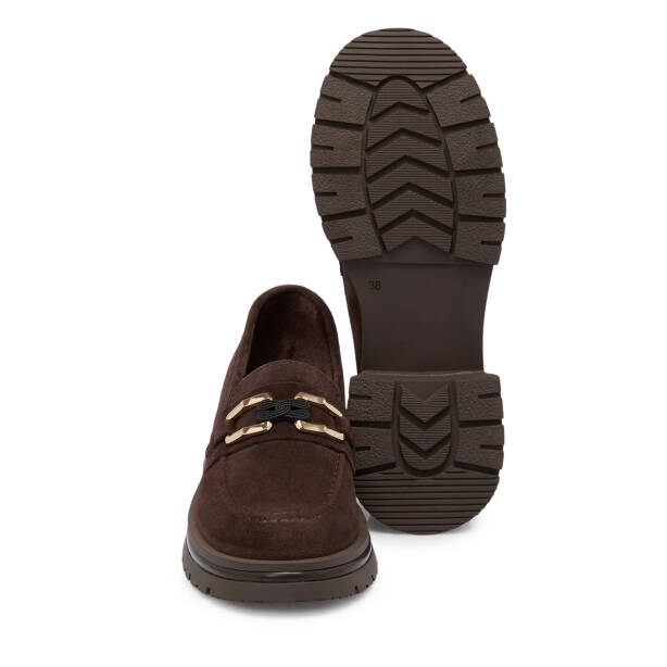Kahverengi Süet Deri Kadın Loafer - K25S1AY68166-B85 - 4